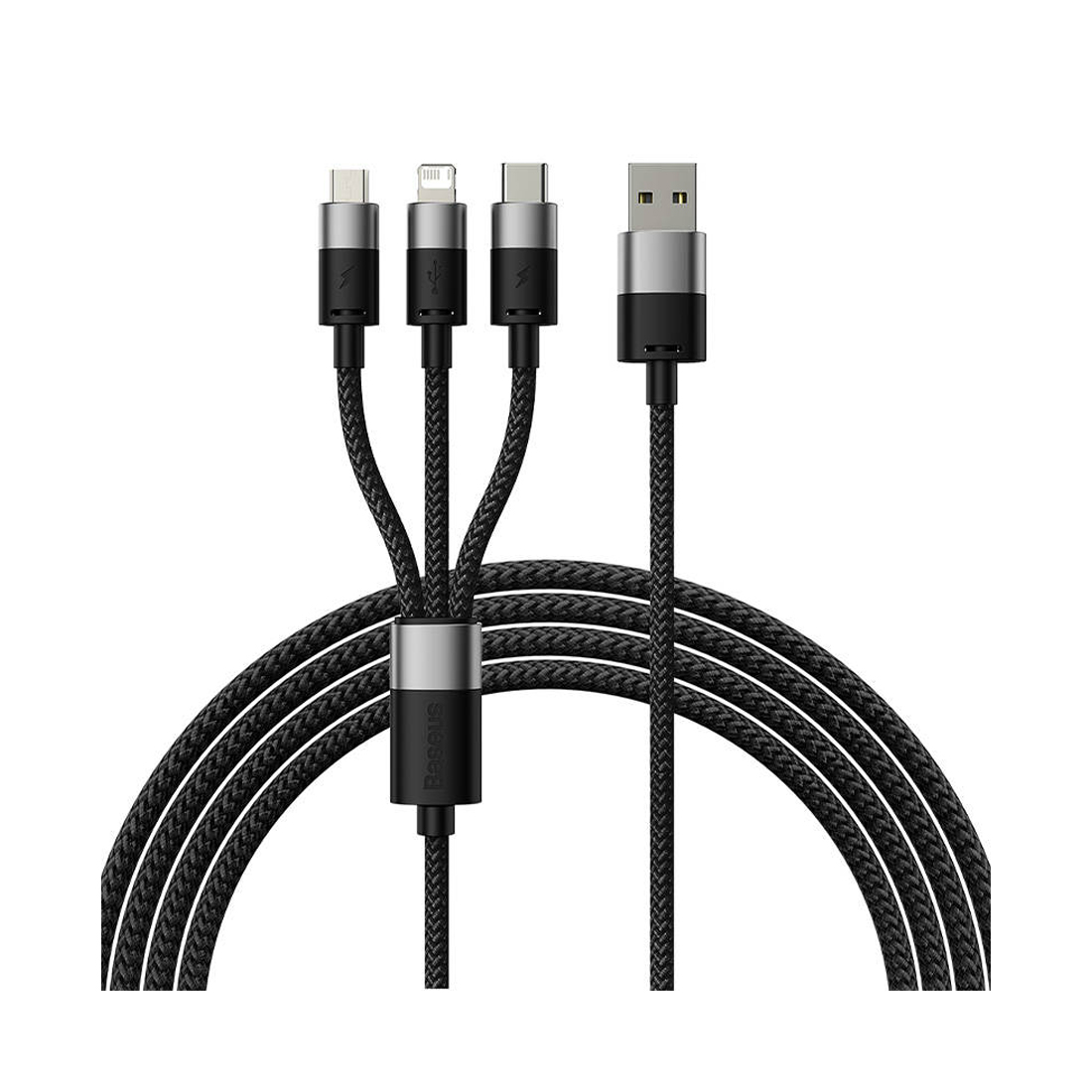 Baseus Интерфейсный кабель Baseus StarSpeed 1-for-3 USB to M+L+C 3.5A 1.2m Black (CAXS000001)