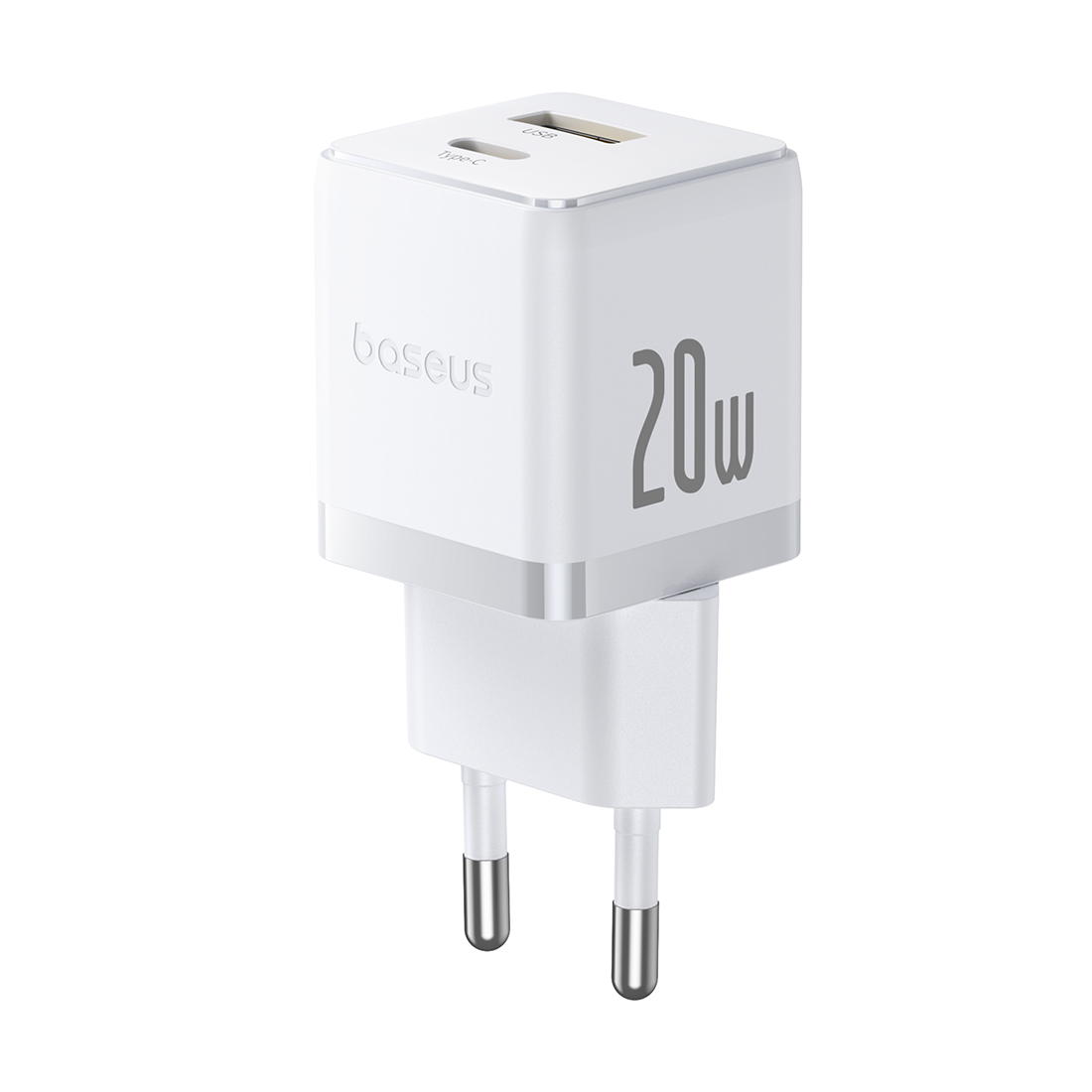 Baseus Адаптер питания Baseus Palm C+U 20W EU White ( в комлпекте кабель Type-c) (P10111608213-01)