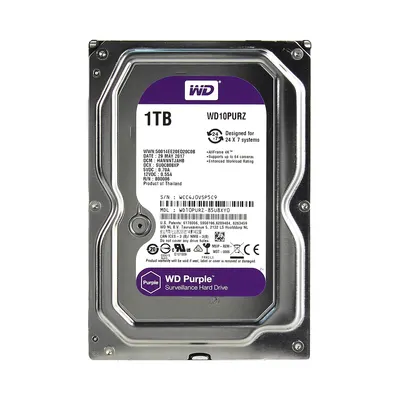 Western Digital Жёсткий диск для видеонаблюдения Western Digital Purple HDD 1Tb WD10PURZ
