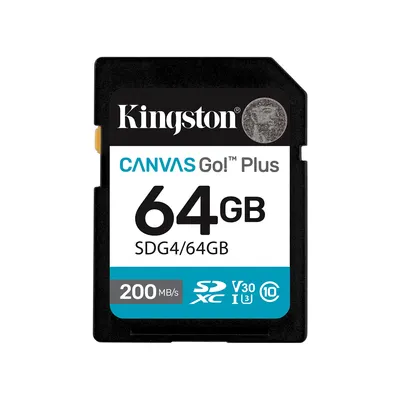 Kingston Карта памяти Kingston SDG4/64GB Canvas Go Plus Gen4 C10 UHS-I U3 V30 64GB
