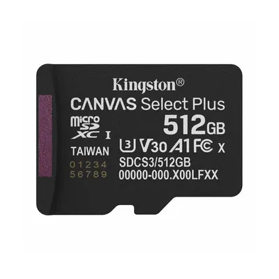 Kingston Карта памяти Kingston SDCS3/512GBSP Canvas Select Plus A1 U3 V30 512GB