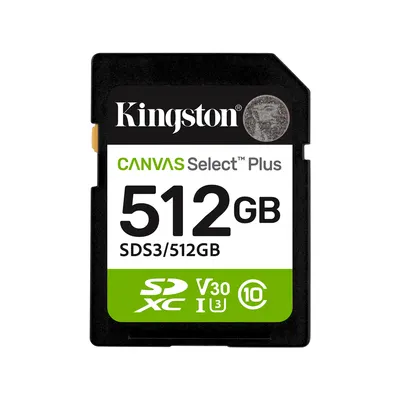 Kingston Карта памяти Kingston SDS3/512GB Canvas Select Plus C10 UHS-I U3 V30 512GB