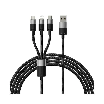 Baseus Интерфейсный кабель Baseus StarSpeed 1-for-3 USB to M+L+C 3.5A 1.2m Black (CAXS000001)