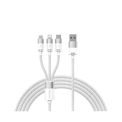 Baseus Интерфейсный кабель Baseus StarSpeed 1-for-3 USB to M+L+C 3.5A 1.2m White (CAXS000002)