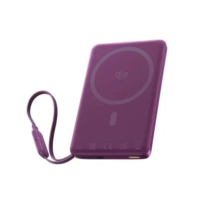 Baseus Портативный внешний аккумулятор Baseus PicoGo AM52 Qi2.2 10000mAh 45W Built-in Cable Dark Cherry