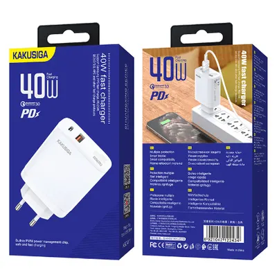 KSC Адаптер питания Kaku KSC-811 Type-C, USB 3A 40W поддержка быстрой зарядки