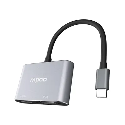 Rapoo Мультифункциональный адаптер Rapoo XD10V 1xHDMI 1xVGA, серебристый