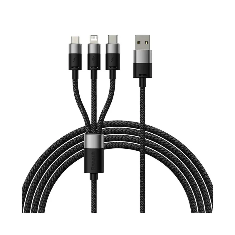 Baseus Интерфейсный кабель Baseus StarSpeed 1-for-3 USB to M+L+C 3.5A 1.2m Black (CAXS000001)