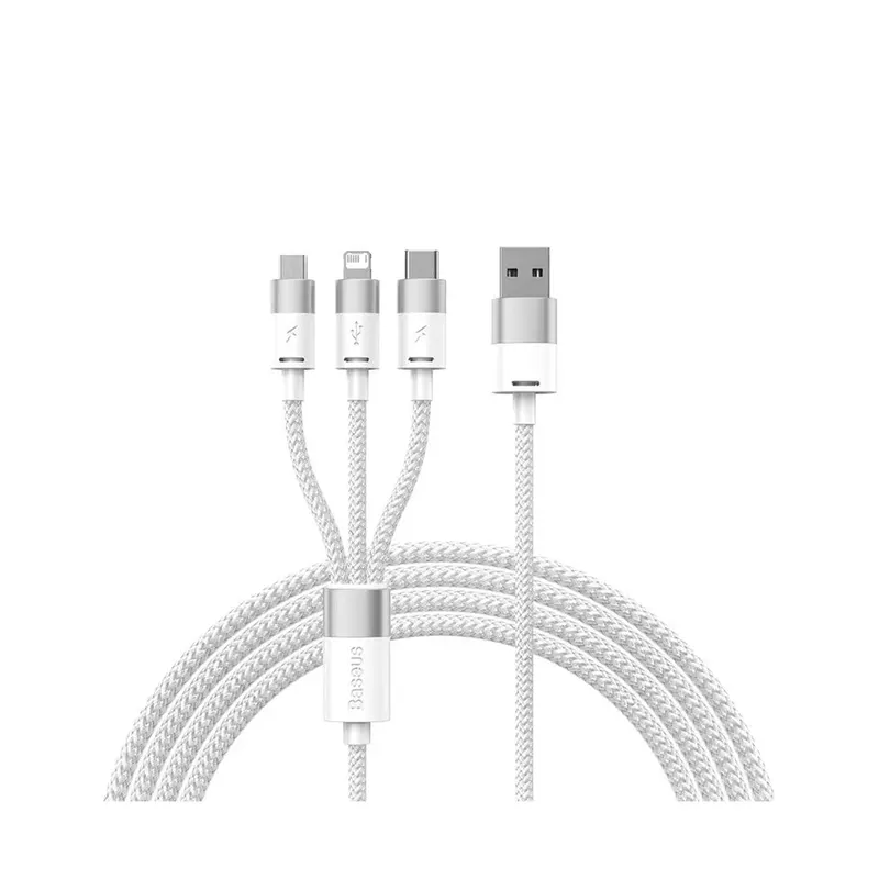 Baseus Интерфейсный кабель Baseus StarSpeed 1-for-3 USB to M+L+C 3.5A 1.2m White (CAXS000002)