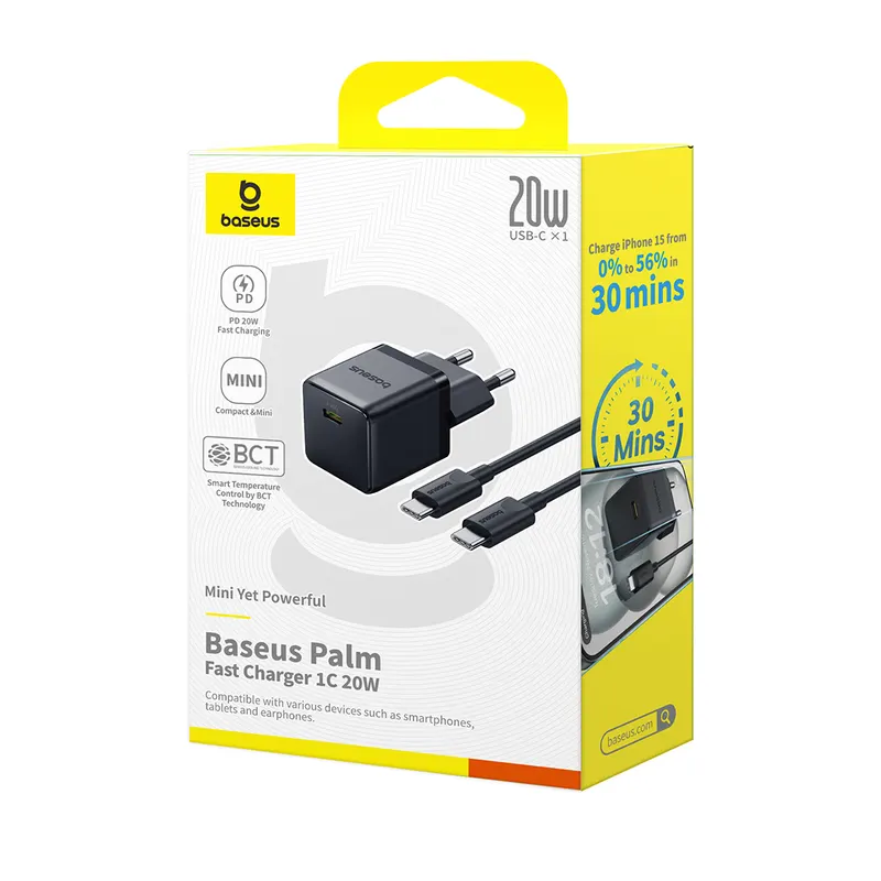 Baseus Адаптер питания Baseus Palm 1C 20W Black (P10111602113-01)