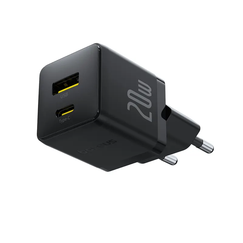 Baseus Адаптер питания Baseus Palm C+U 20W EU Black( в комлпекте кабель Type-c) (P10111608113-01)