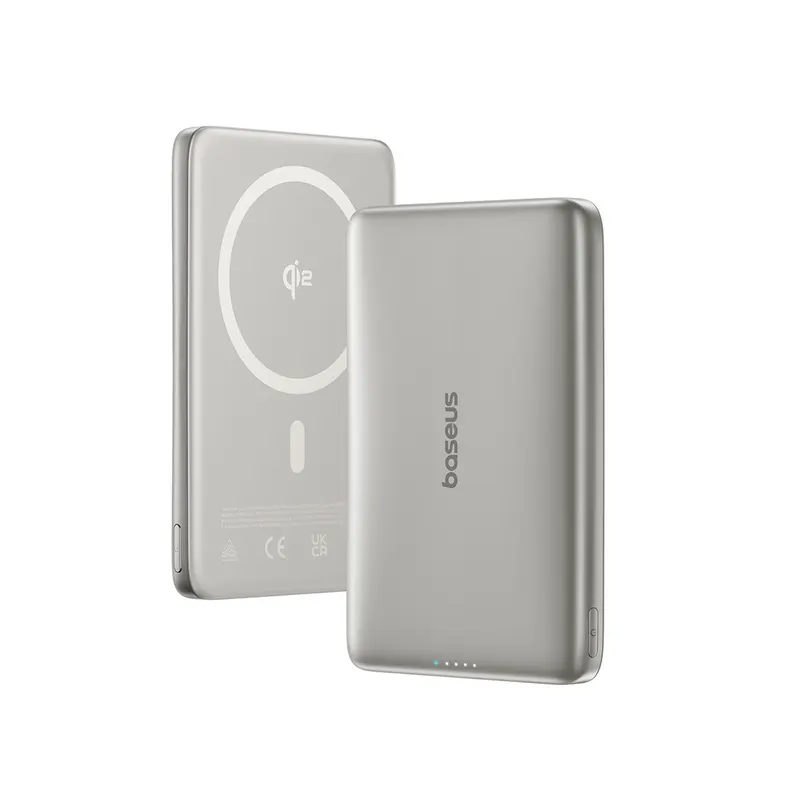 Baseus Портативный внешний аккумулятор Baseus PicoGo Ultra-Slim Qi2 Magnetic 10000mAh 27W Natural Titanium