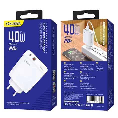 KSC Адаптер питания Kaku KSC-811 Type-C, USB 3A 40W поддержка быстрой зарядки
