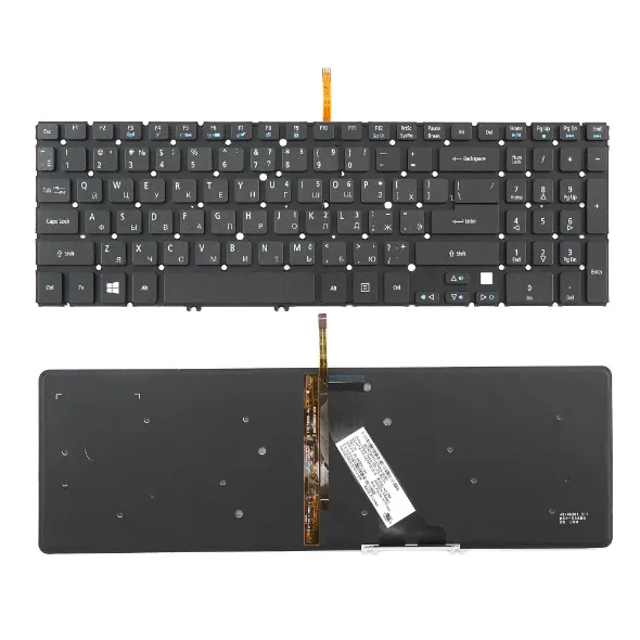 Acer Клавиатура для ноутбука Acer Aspire V5-573, RU, подсветка, без рамки, черная (V.1)