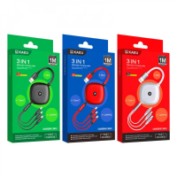 Кабель заряда 3в1 Kaku KSC-460 USB - Type-C, Micro USB, Lightning 3A 1m