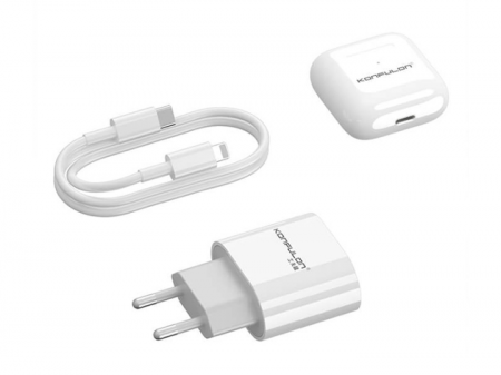 Беспроводные наушники Konfulon TC-02 в комплекте с адаптером питания и кабелем Type-C/ Lightning