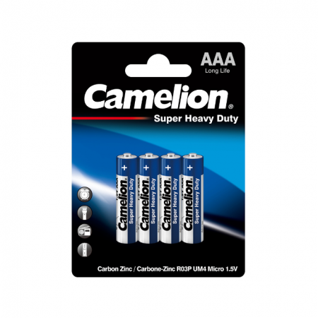 Батарейки мизинчиковые CAMELION R03P-BP4B, Super Heavy Duty, AAA, 4 шт. в  блистере