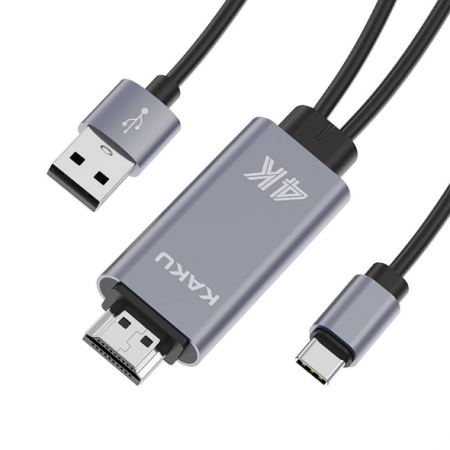 Переходник KAKU KSC-557 USB/ Type-C/ HDMI (4k, photo, game, document, 1.8m)