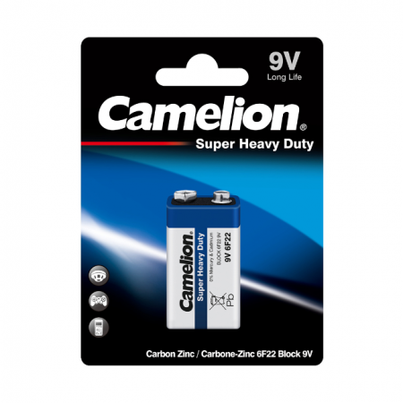 Батарейка крона CAMELION 6F22-BP1B Солевая, 6F22, 9V, 190 mAh
