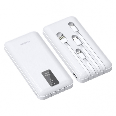 Power Bank Kaku KSC-457 10000 mAh с комплектом кабелей lightning, micro USB, type-C
