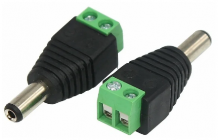 Разъём питания штекер 2.1х5.5 с быстрозажимной колодкой, инд. упаковка TDM