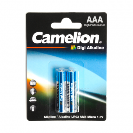 Батарейка Camelion Digi Alcaline LR03-BP2DG 1250mAh 1.5V AAA 2 штуки в блистере (мизинчиковая)