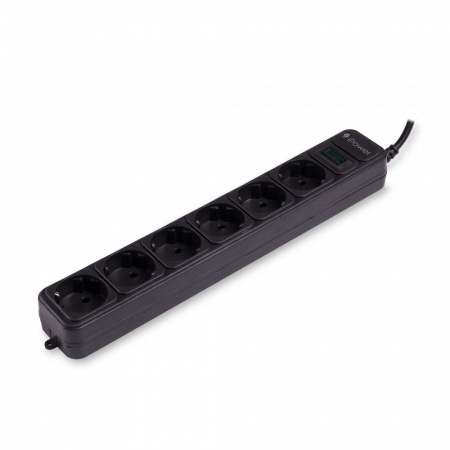 Сетевой фильтр iPower, iPEO5m, 6 розеток, 5 метров, 220-240V, 10A, черный
