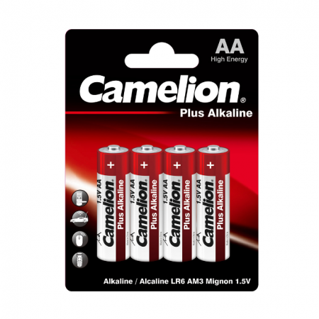 Батарейки пальчиковые CAMELION LR6-BP4, Plus Alkaline, AA, 4 шт. в блистере