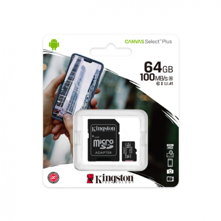 Карта памяти MicroSD Kingston SDCS2/64GB Class 10 64GB, с адаптером