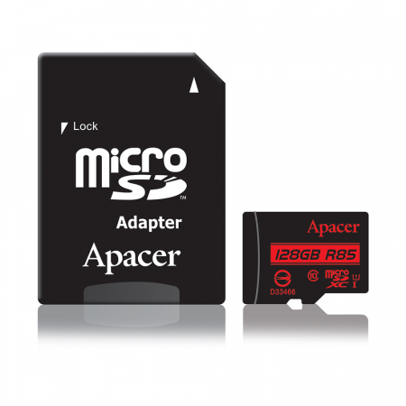 Карта памяти MicroSD Apacer AP128GMCSX10U5-R 128GB с адаптером
