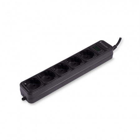 Сетевой фильтр iPower iPEO5S, 5 розеток, 1.8 м, 220-240В, 10A, черный