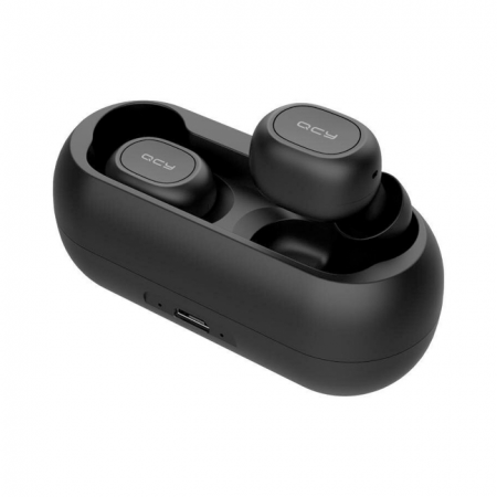 Наушники беспроводные QCY T1C Black, Bluetooth 5.0, Поддержка кодека AAC, 16 Ом, Зарядный кейс 380мАч, До 4 часов работы от одного заряда, IPX4, Специализированная микросхема Realteck, Моментальное сопряжение, Высокое качество воспроизвидения музыки и гол