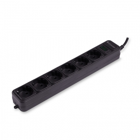 Сетевой фильтр iPower iPEO3m, 6 розеток, 3м, Black