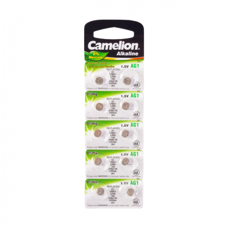 Батарейки CAMELION AG1-BP10 (0%Hg) Alkaline, AG1, 0% Ртути, 10 шт в блистере